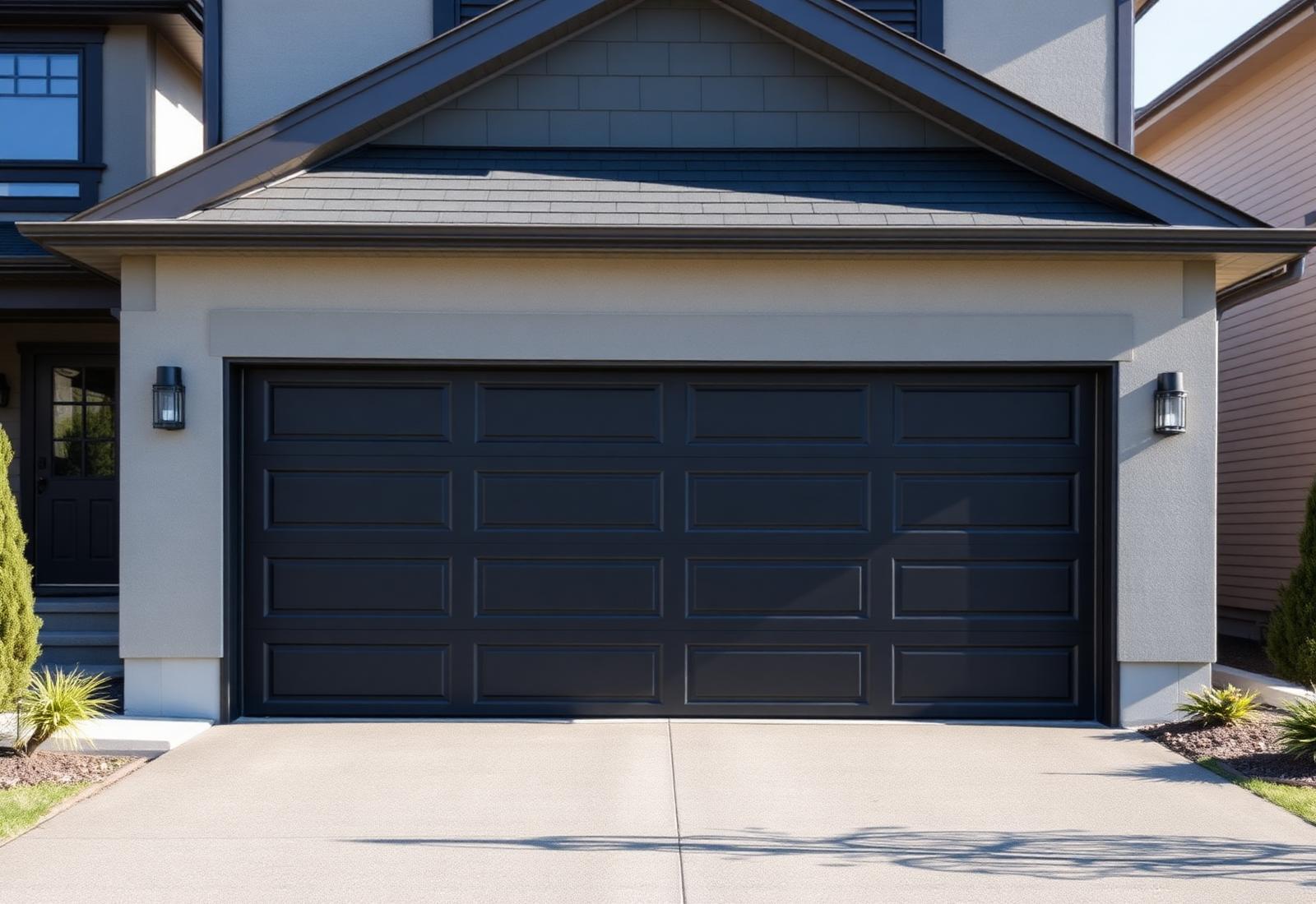 Modern double garage door on a suburban home in the Greater Toronto Area